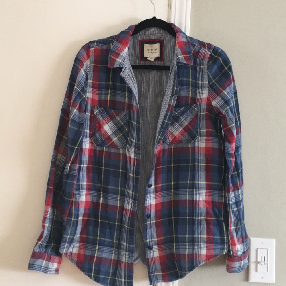 Forever 21 blue flannel button up